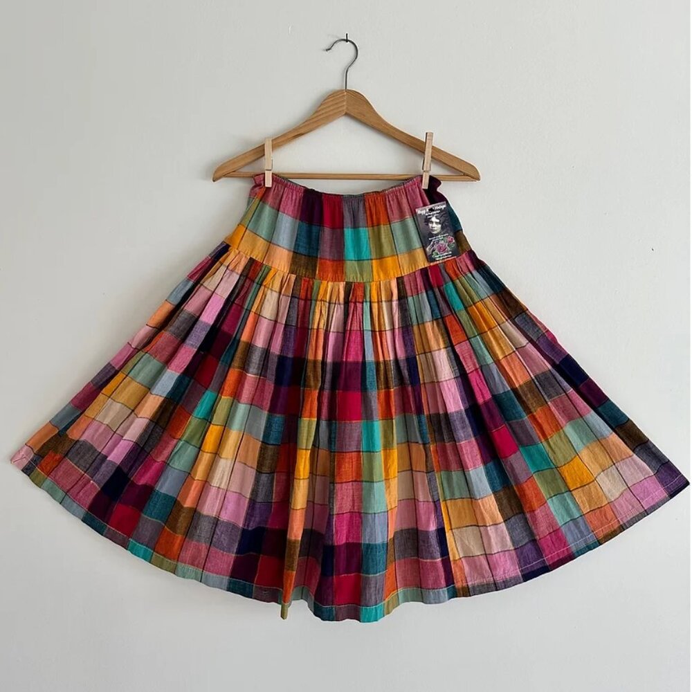 Norma Kamali Rainbow Plaid/Madras Skirt